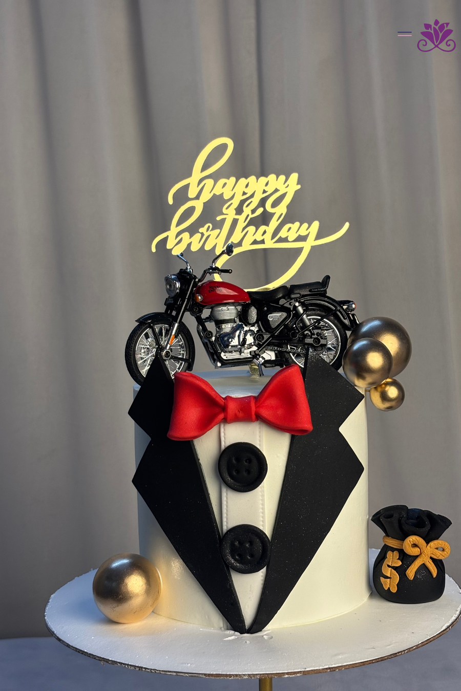 Gentleman Tuxedo & Royal Enfield Cruiser Birthday Cake