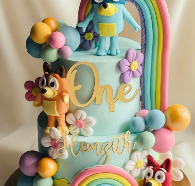 Bluey & Friends Theme First Birthday Cake