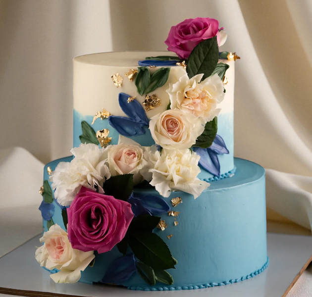 Azure Floral Elegance Cake