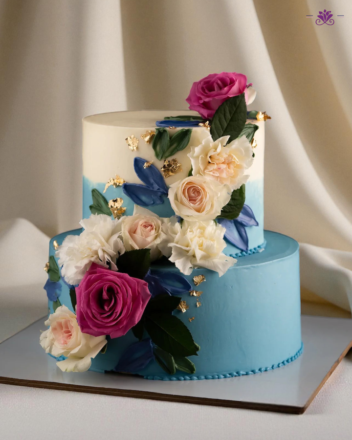 Azure Floral Elegance Cake