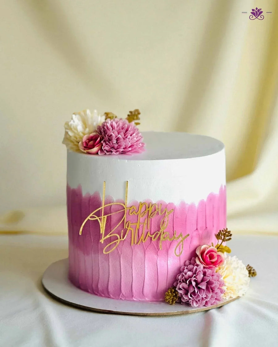 Blush Bloom Birth Day Cake - Terrarich Cake Studio
