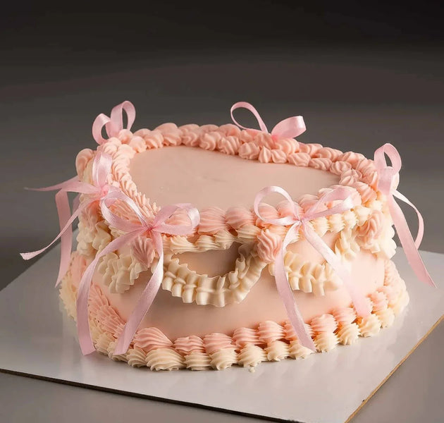 Blush Ribbon Vintage Cake - Terrarich Cake Studio