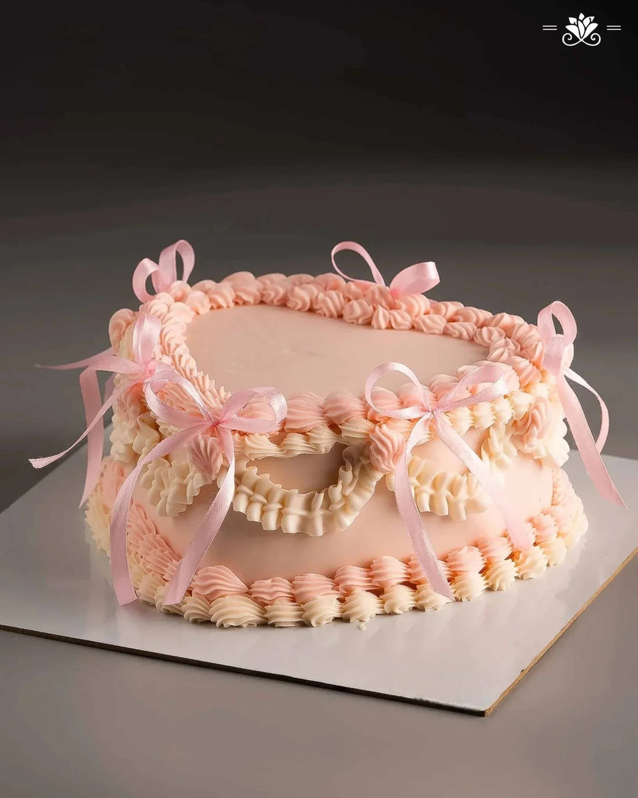 Blush Ribbon Vintage Cake - Terrarich Cake Studio