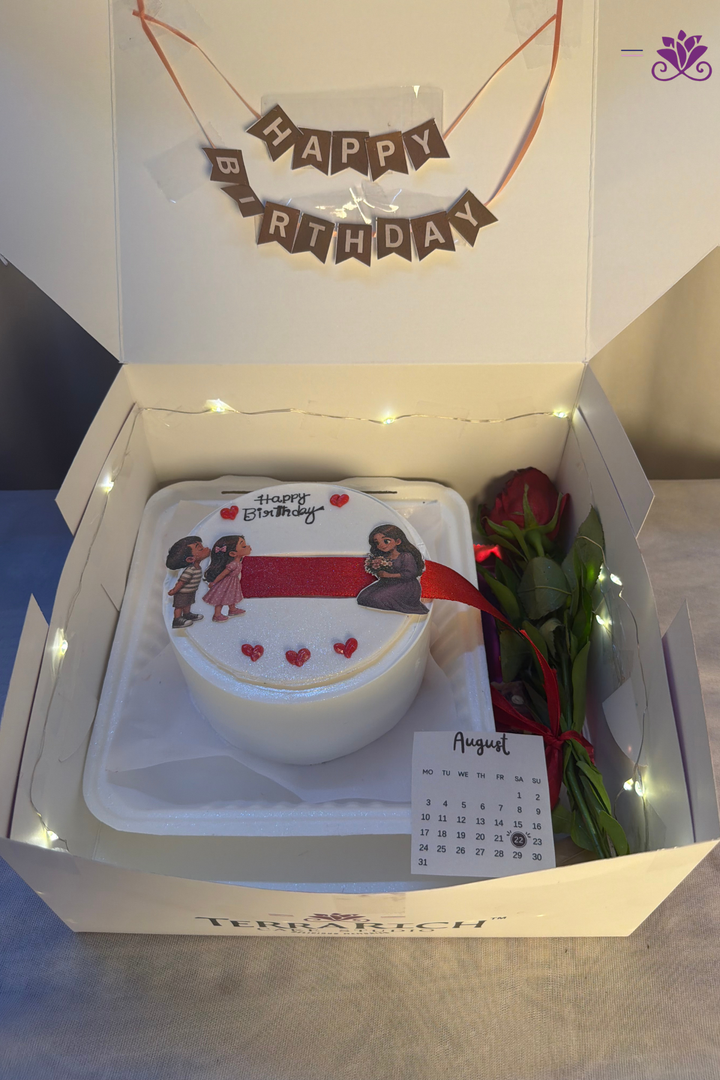 Pull-Me-Up Ribbon Bento Surprise Gift Box Cake