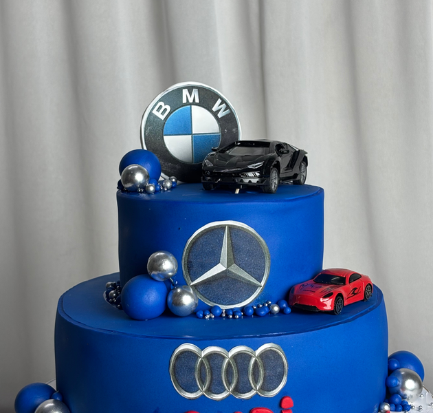 BMW Mercedes Audi 2-Tier Birthday Cake