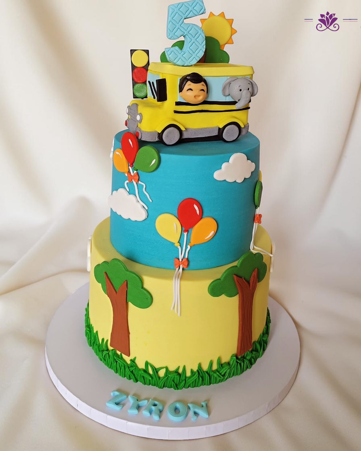 School Bus Adventure Theme Birthday Cake