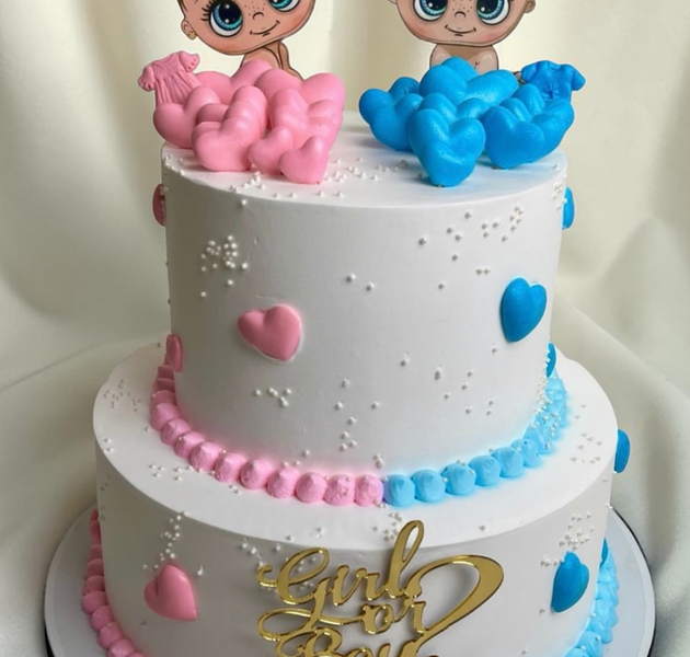 Pink And Blue Gender Reveal Cake