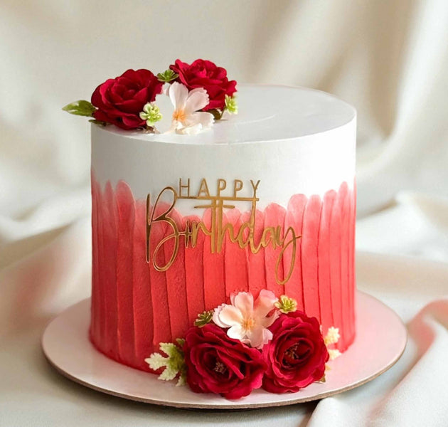 Rosy Elegance Birth Day Cake