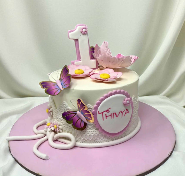 Butterfly Blossom First Birthday Cake