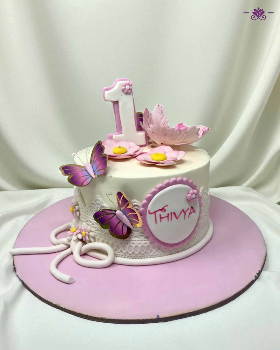 Butterfly Blossom First Birthday Cake