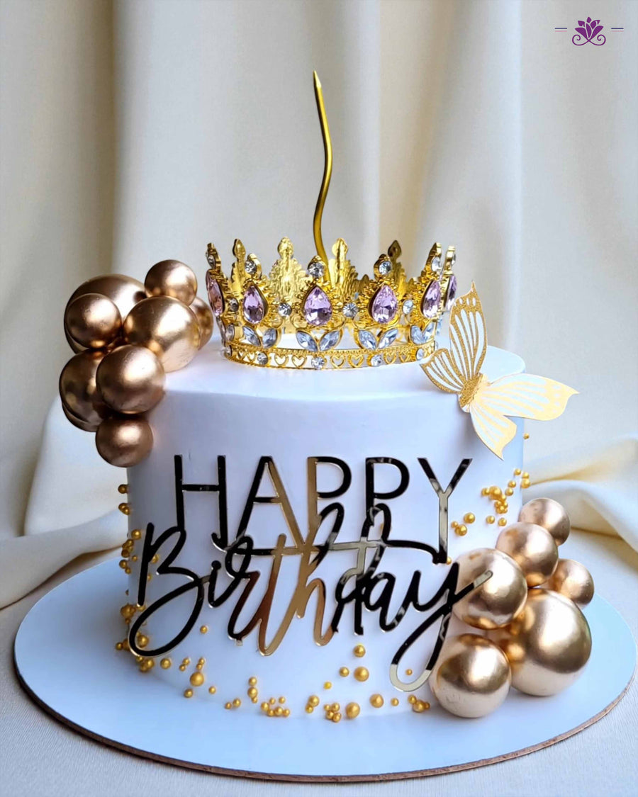 Royal Gold Birthday Crown Cake