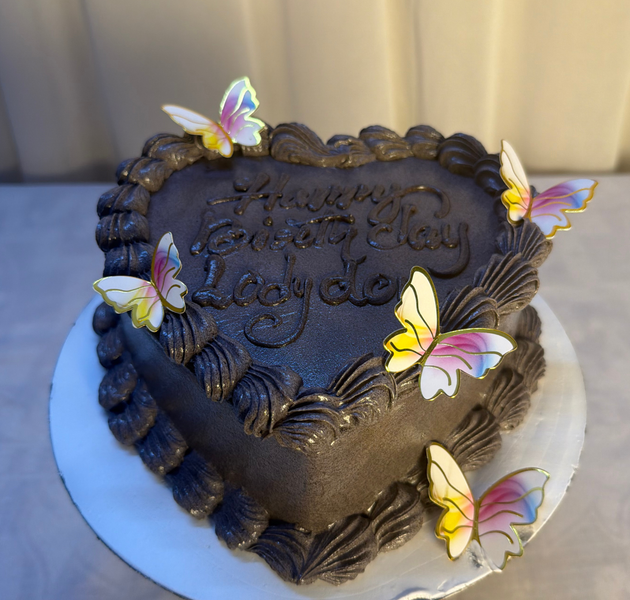 Vintage Noir Heart Lambeth & Holographic Butterfly Cake