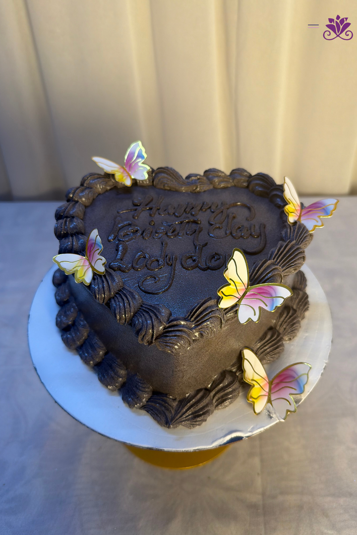 Vintage Noir Heart Lambeth & Holographic Butterfly Cake
