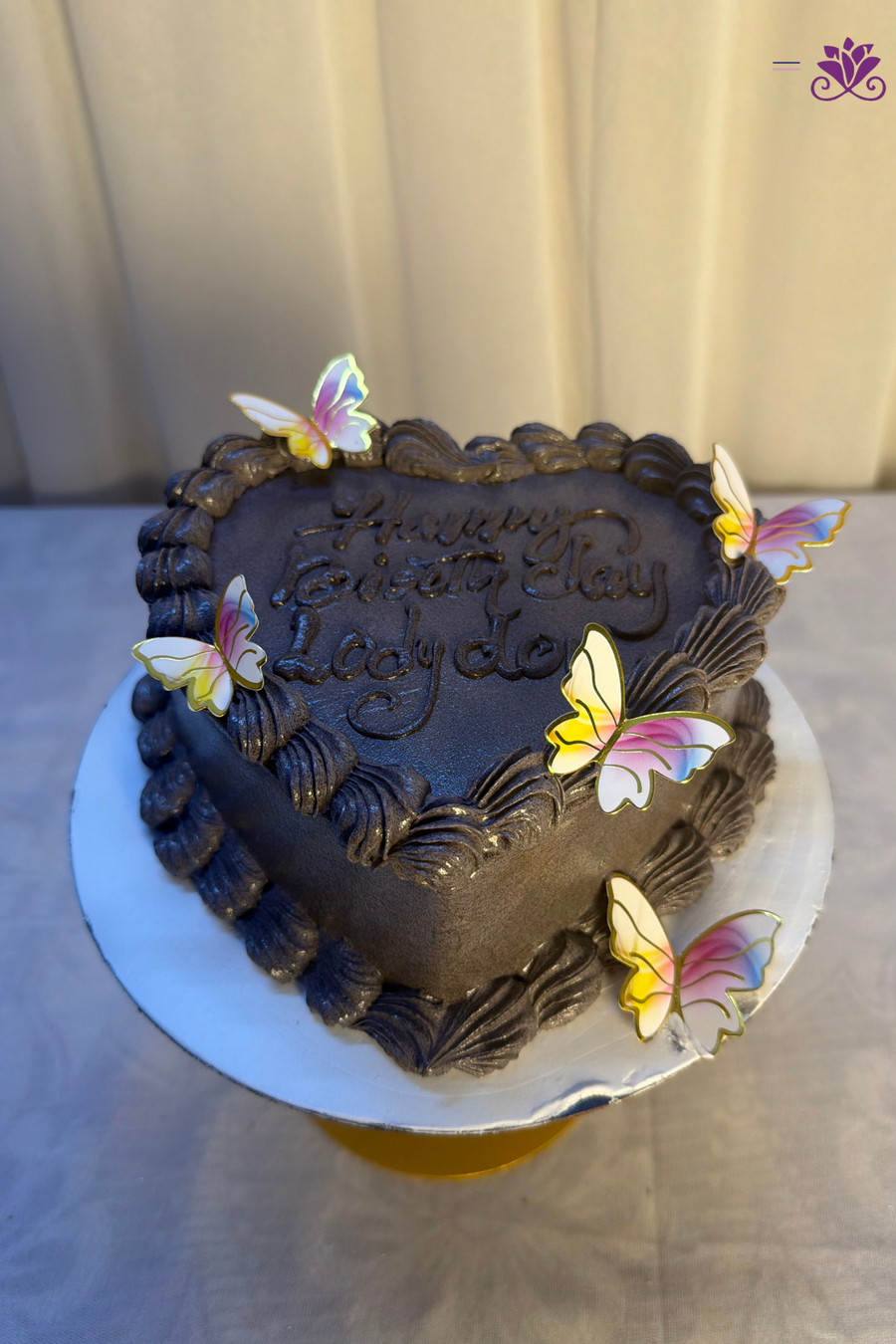 Vintage Noir Heart Lambeth & Holographic Butterfly Cake