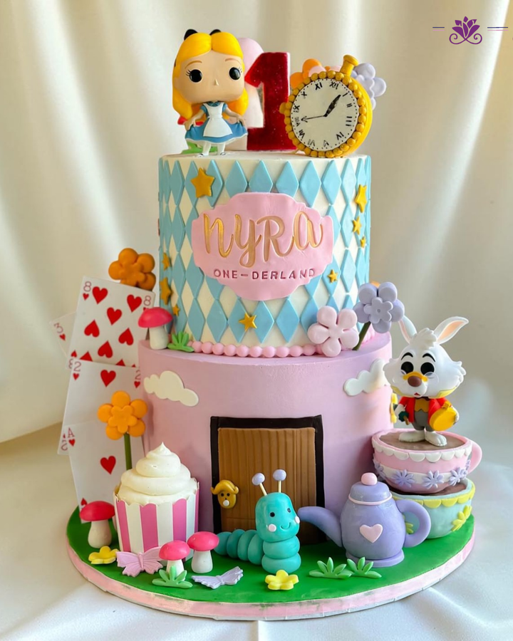 Alice in Wonderland Theme Birthday Cake