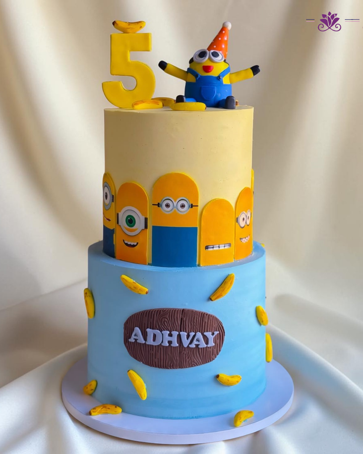 A Fun 2-Tier Minion Birthday Cake