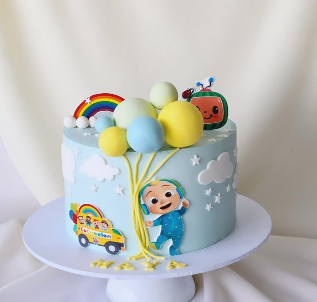 Cocomelon Balloon Rainbow Birthday Cake