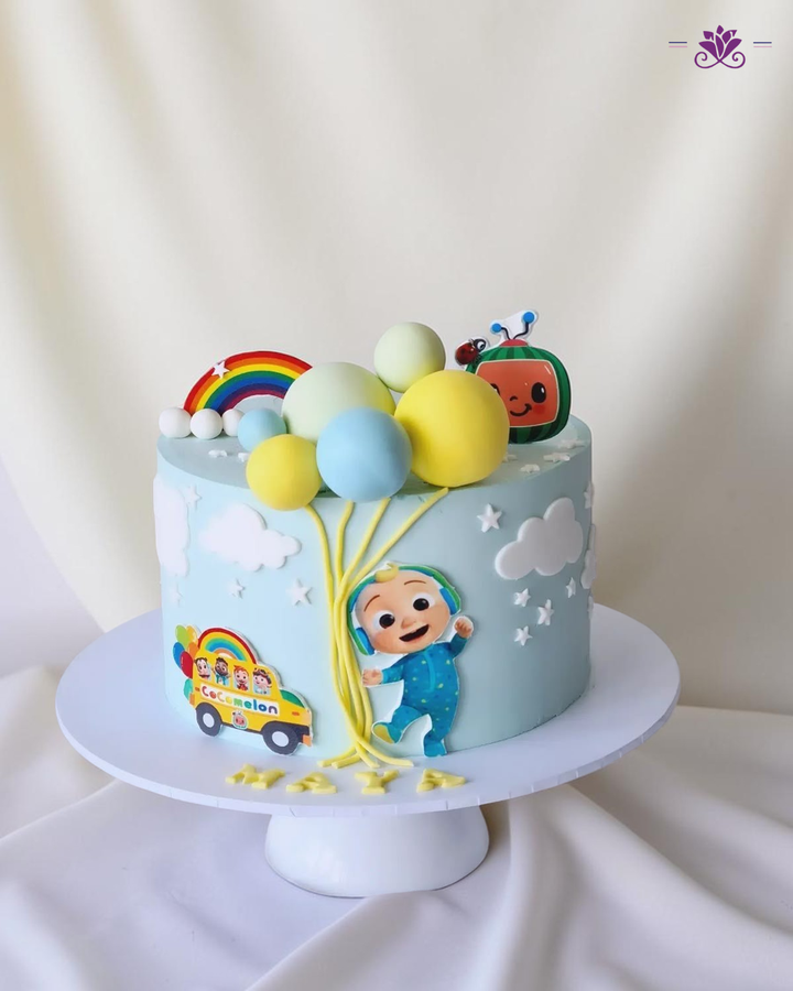 Cocomelon Balloon Rainbow Birthday Cake