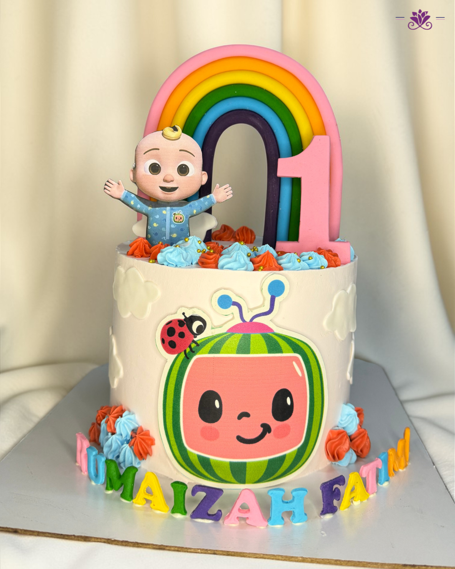 Cocomelon Theme Birthday Cake
