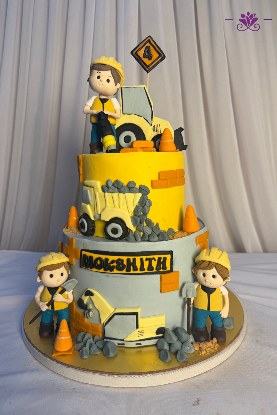 Little Builders Construction Zone 2-Tier 4th Birthday Cake