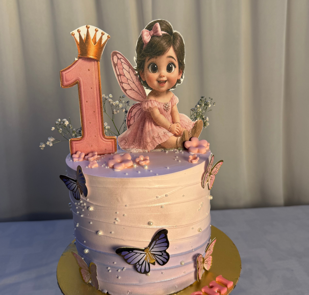Enchanted  pastel Lavender Butterfly Fairy Birthday Cake