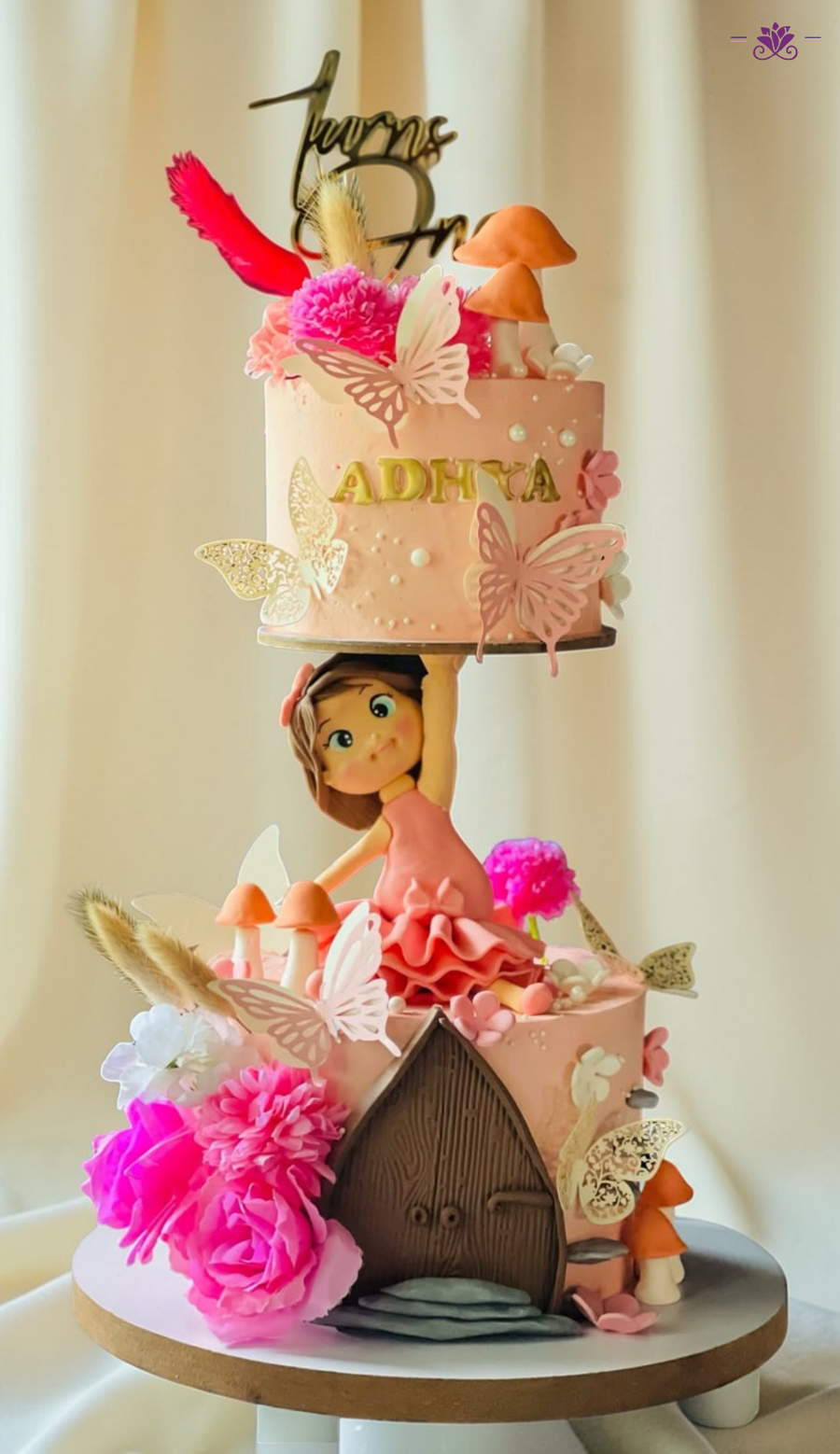 Fairy Girl Anti-Gravity Birthday Cake with Butterfly Garden Theme