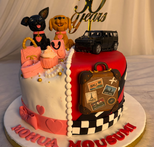 Split-Theme 50 Years Milestone Celebration Cake