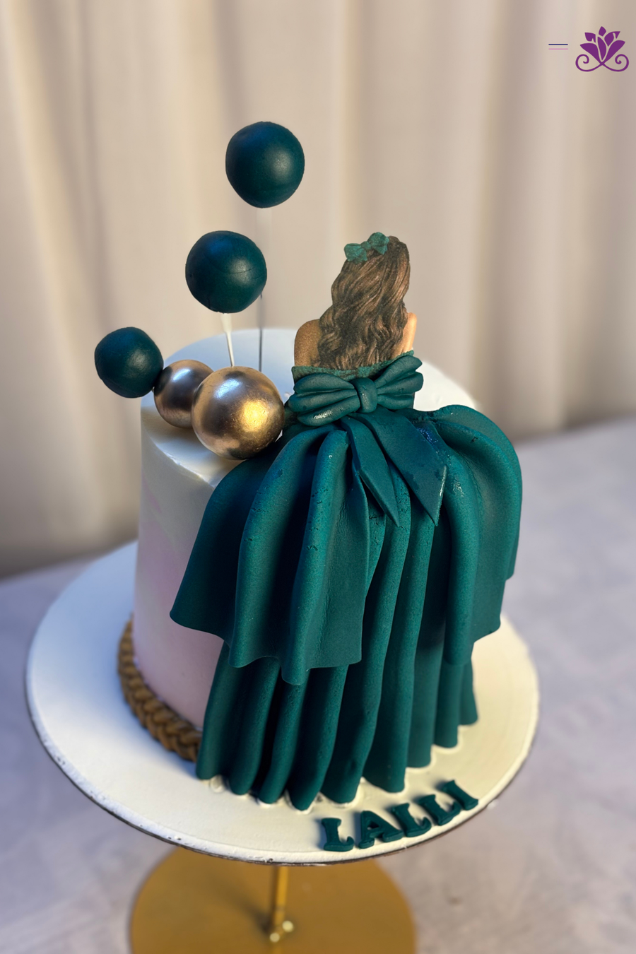 Emerald Green Gown Doll Birthday Cake