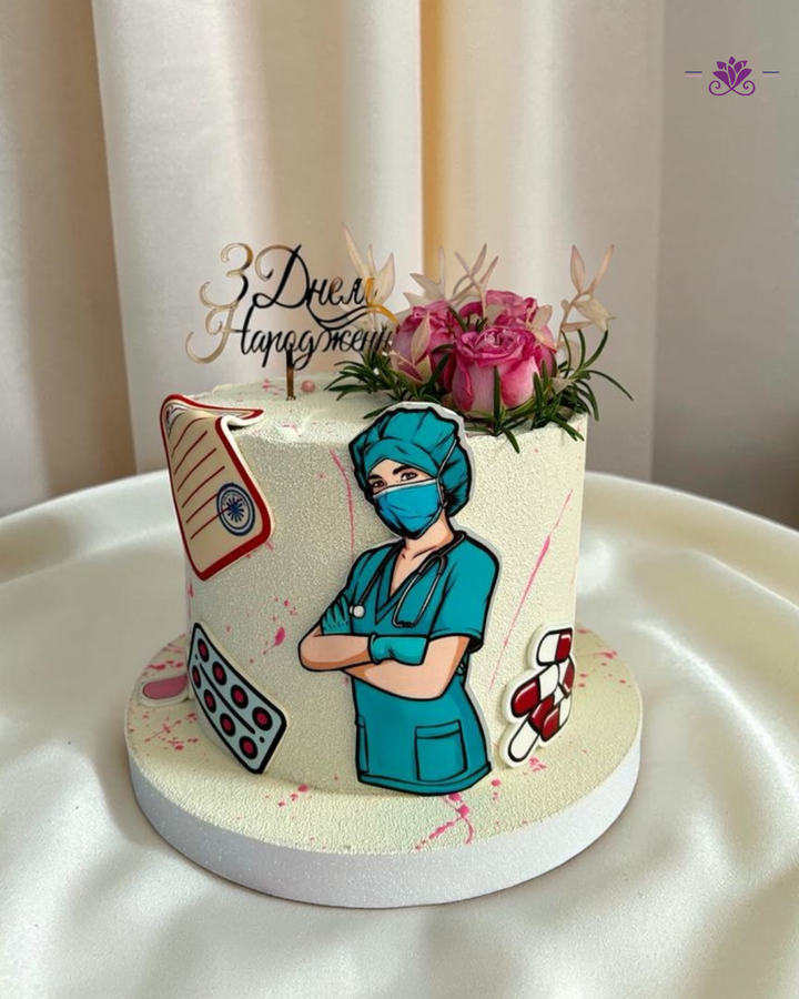 Doctor Theme Birthday Cake | Healthcare Professional Celebration Cake