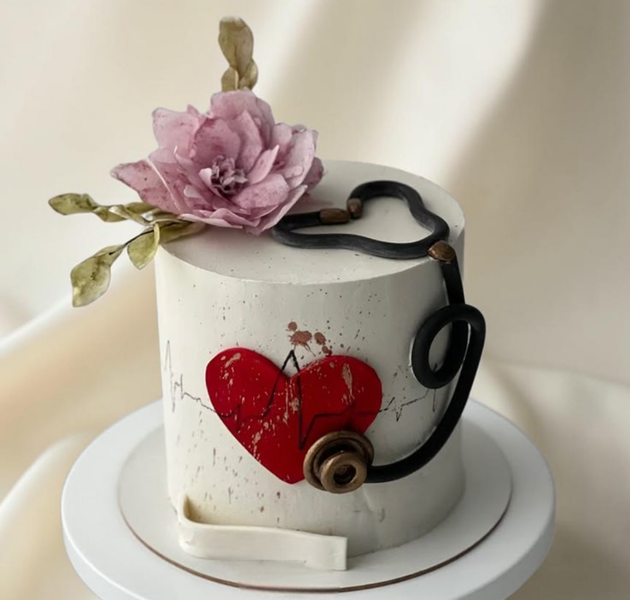 Heartbeat Doctor Theme Cake | Medical Professional Celebration Cake
