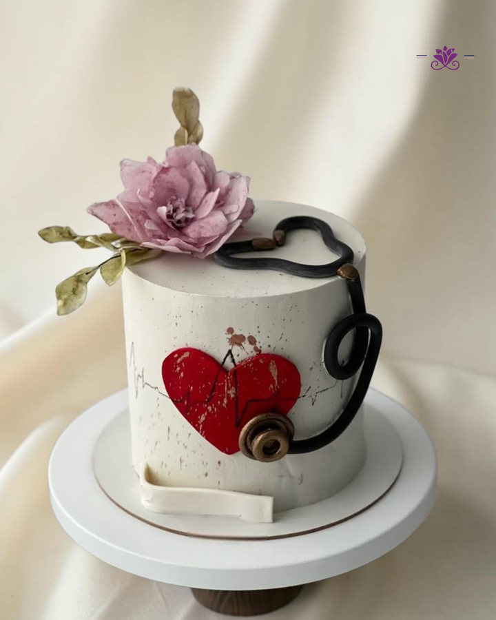 Heartbeat Doctor Theme Cake | Medical Professional Celebration Cake