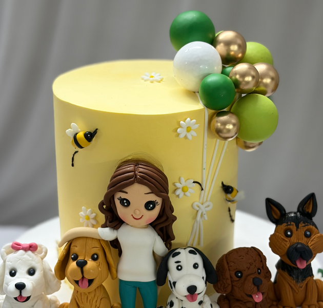 Dog Mom Meadow & Pups Birthday Cake