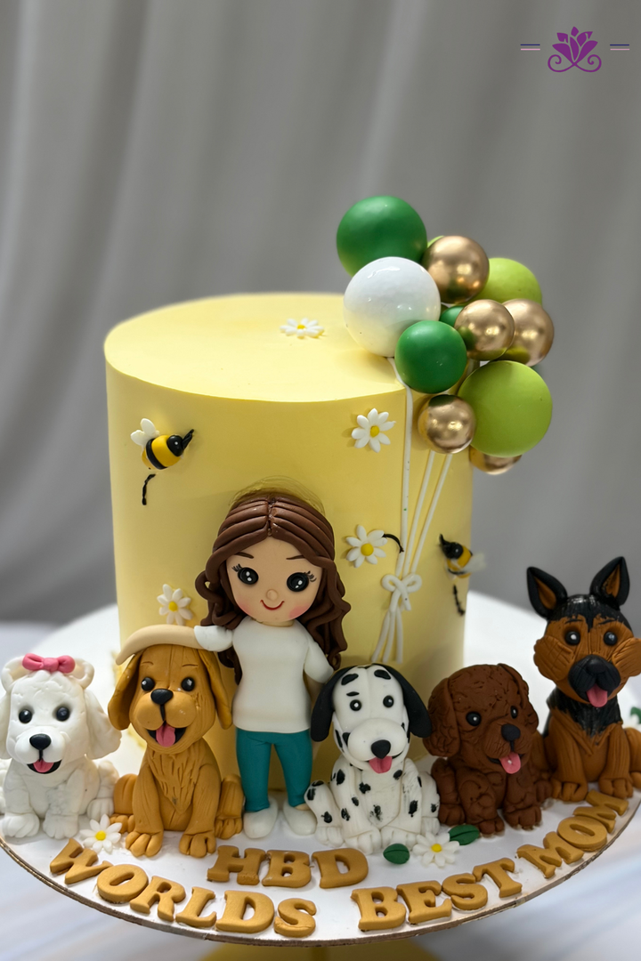 Dog Mom Meadow & Pups Birthday Cake
