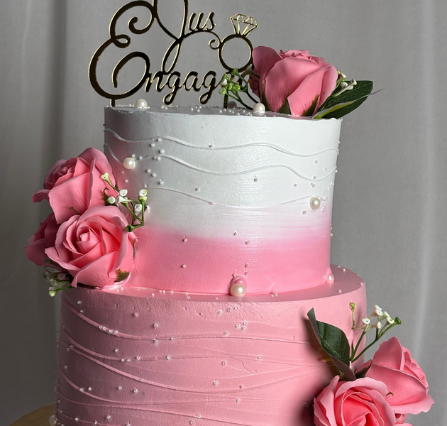 Blush Ombré & Pink Rose 2-Tier 