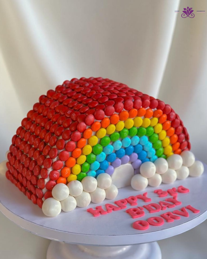 Colourful Rainbow M&M Candy Cake