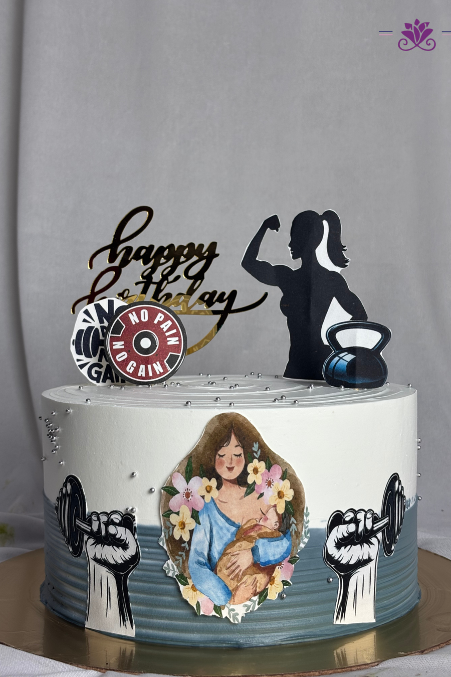 Gym & Motherhood Dual-Theme Celebration Cake