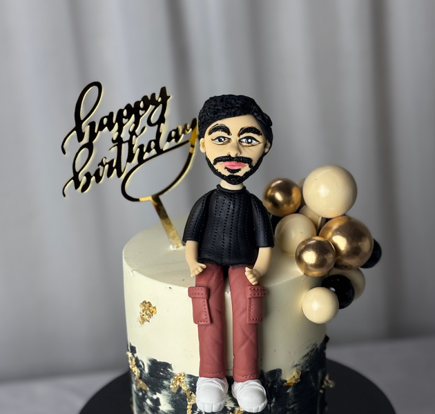 Black & White Abstract Textured Cake for Men