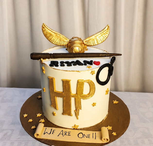Golden Snitch & Magic Wand Harry Potter Celebration Cake
