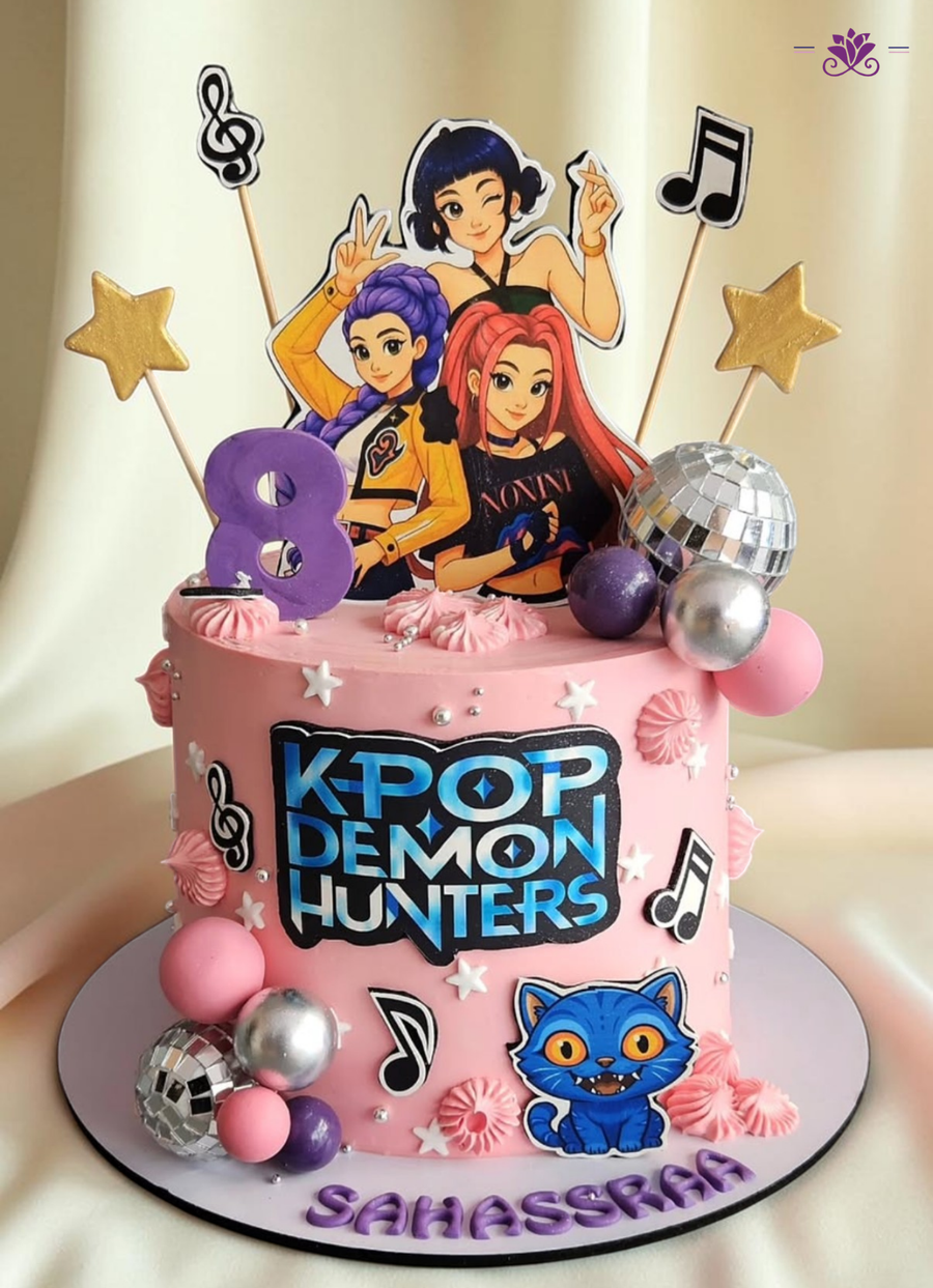 KPOP Demon Hunters Theme Birthday Cake