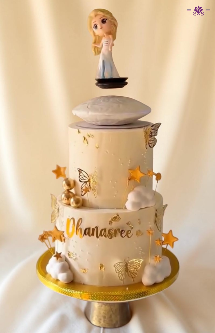 Levitating Princess Theme Cake with Floating Doll Topper, Stars & Clouds Design (Eggless Designer Cake)