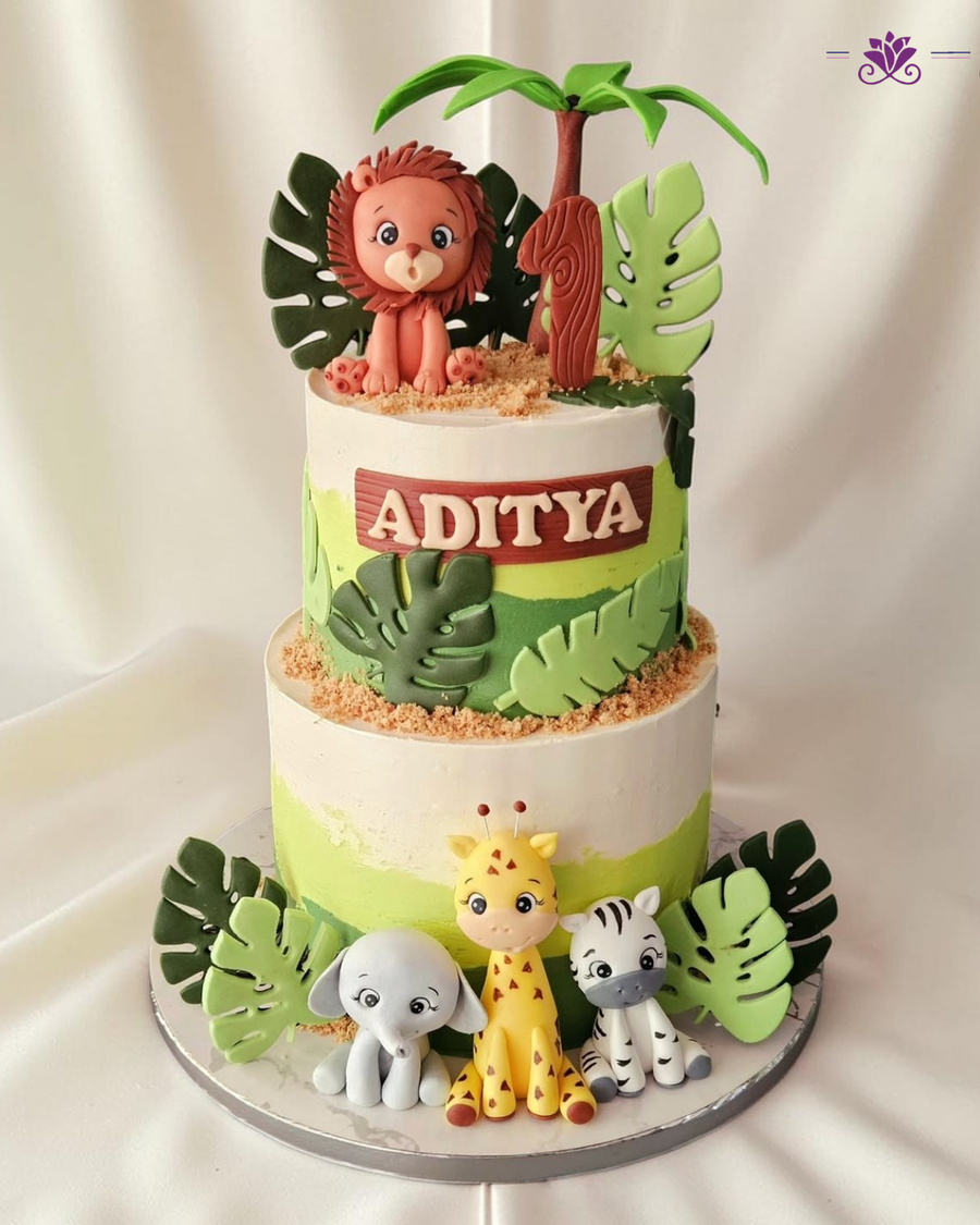 Jungle Safari Theme Birthday Cake