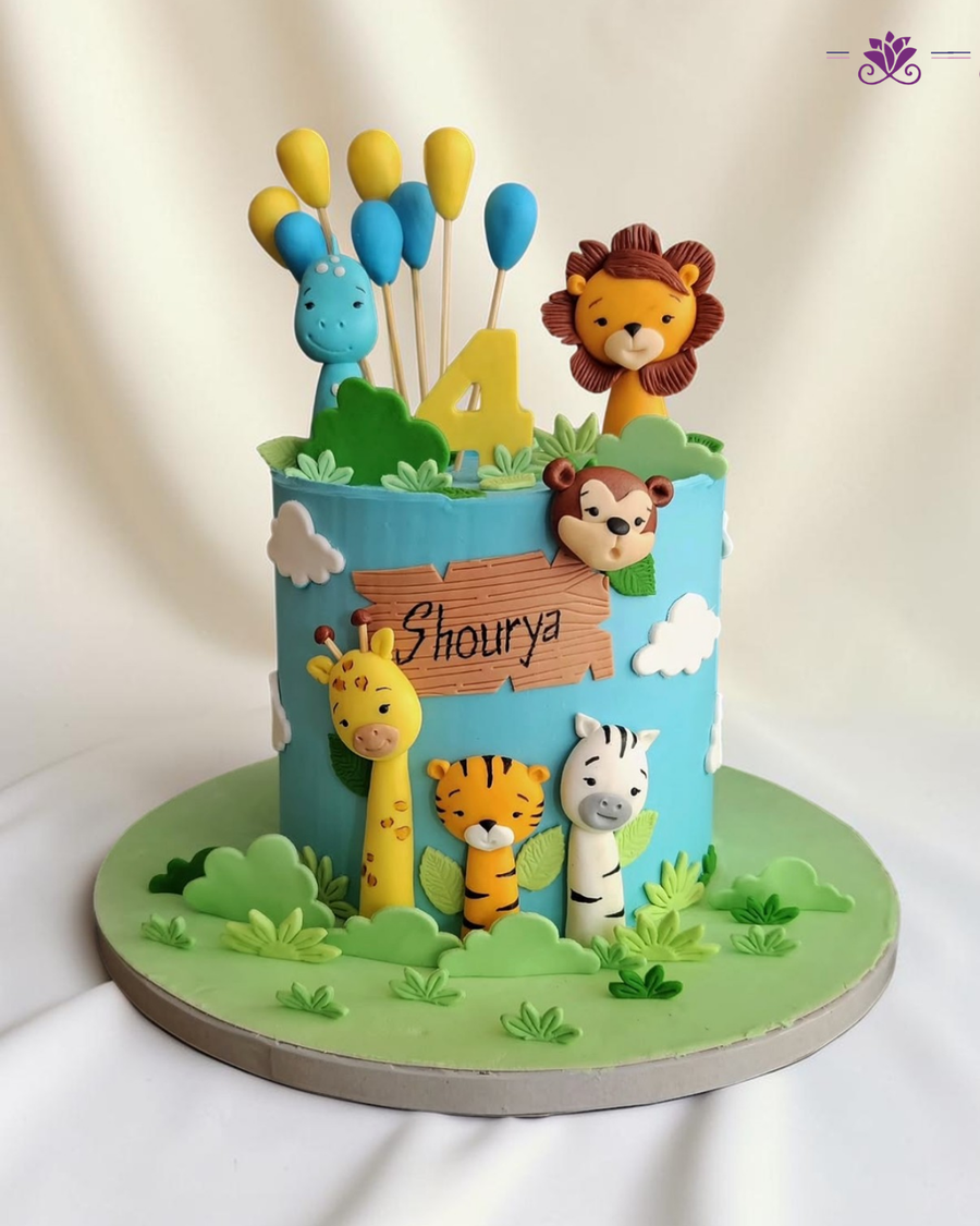 Jungle Safari Animal Birthday Cake,