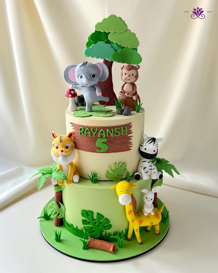 Cute Jungle Safari Birthday Cake