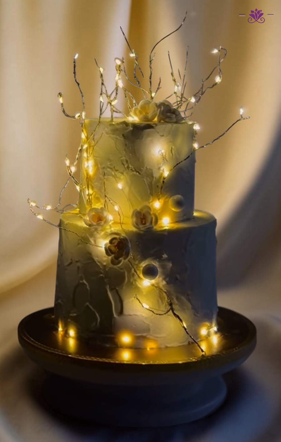Luxury LED Marble Effect Cake with Fairy Lights & Modern Artistic Design (Eggless Designer Cake)