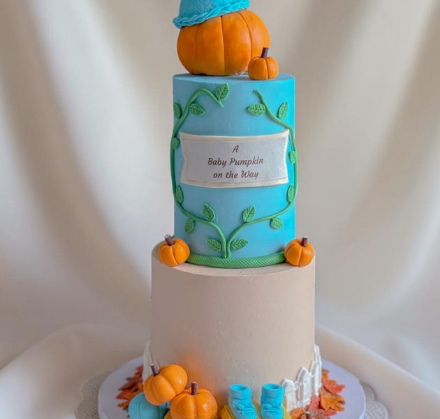 charming Baby Pumpkin Baby Shower Cake