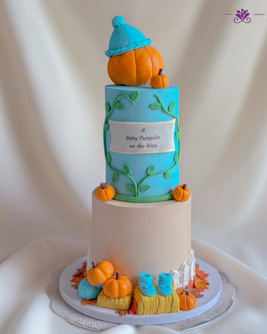 charming Baby Pumpkin Baby Shower Cake