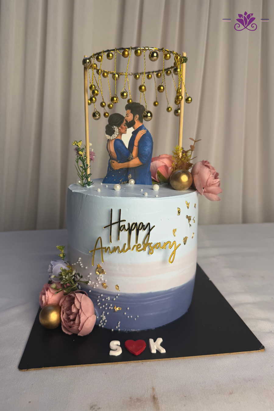Chandelier Canopy Romantic Couple Anniversary Cake