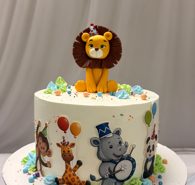 Circus Carnival Safari Animals Birthday Cake