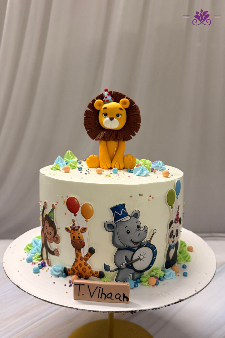 Circus Carnival Safari Animals Birthday Cake