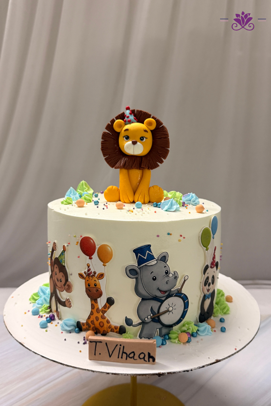 Circus Carnival Safari Animals Birthday Cake